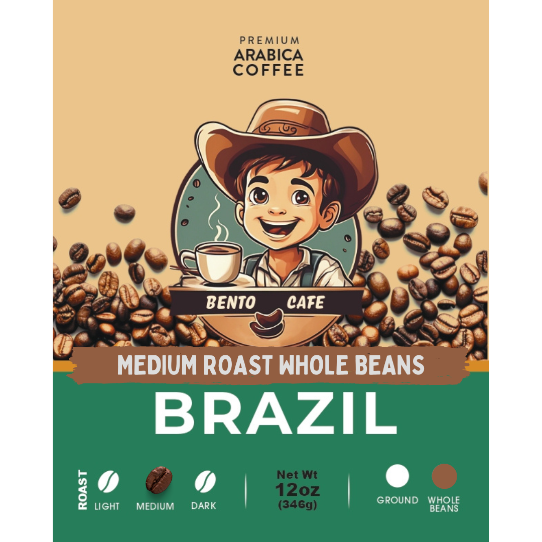 Brazil Medium Roast Whole Beans Coffee , 12 Oz