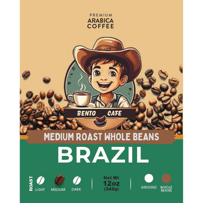 Brazil Medium Roast Whole Beans Coffee , 12 Oz